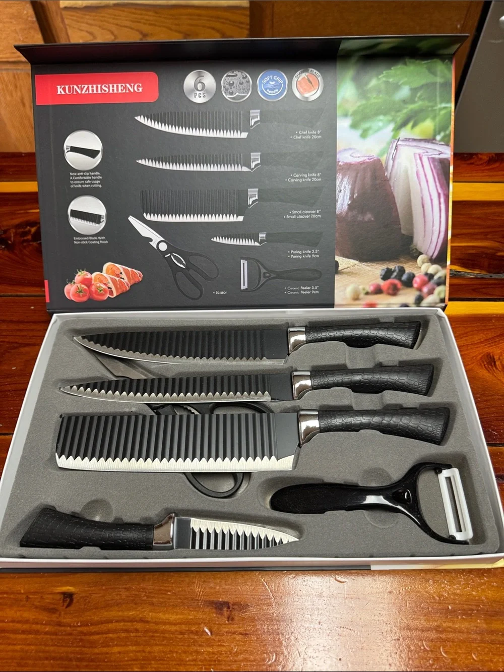 6-Piece Kunzhisheng Cutlery Set – Black Handles